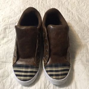 Unique handmade leather and denim tennis shoes